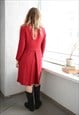 VINTAGE 70'S RED DOUBLE BREASTED WOOL COAT
