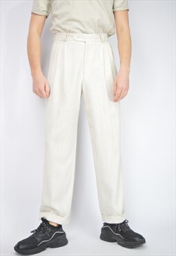Vintage white classic straight suit trousers