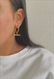 TITAN. GOLD T BAR HOOP EARRINGS