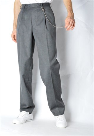 VINTAGE 80S GREY WOOL BLEND PANTS