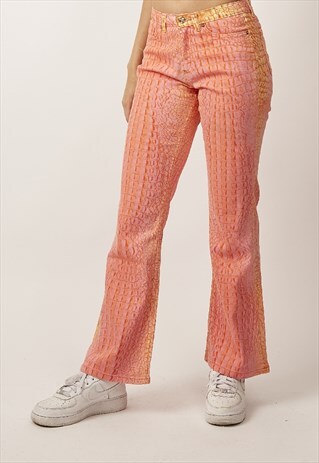 RARE Y2K VINTAGE NEON ALIGATOR PRINT ROBERTO CAVALLI JEANS