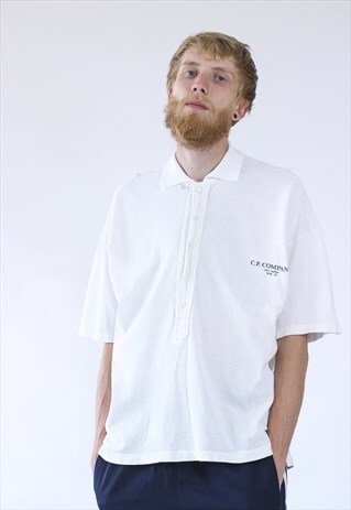 80S VINTAGE MENS CP COMPANY LOGO POLO SHIRT