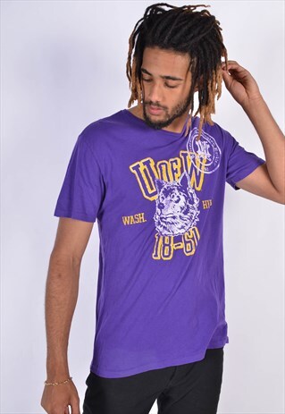VINTAGE ADIDAS WASHINGTON HUKSIES T-SHIRT PURPLE