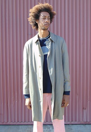 70S 80S MINIMALIST HOUNDSTOOTH MAC RAIN COAT MEDIUM 42