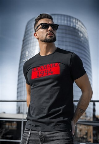 BLACK SINGEL TEE - RED