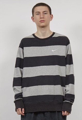 VINTAGE 90'S NIKE GREY/BLACK STRIPE SWEATSHIRT