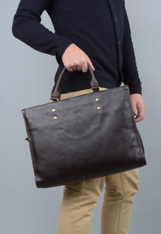 HANDMADE LEATHER BRIEFCASE VINTAGE LOOK