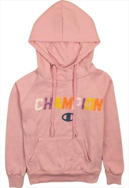 Vintage 90's Champion Hoodie Spellout Pullover Pink Small