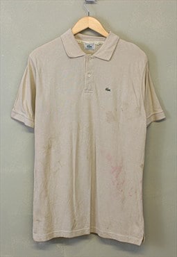 Vintage Lacoste Polo Top Cream Collared With Chest Logo 90s