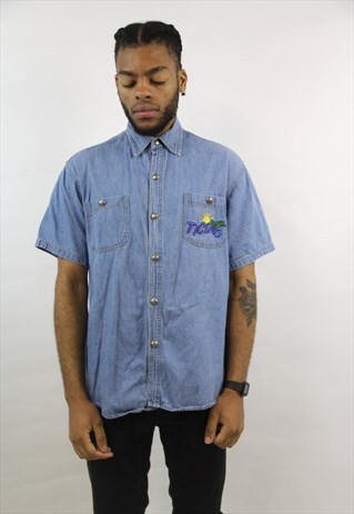VINTAGE 90'S DENIM PRINT SHIRT