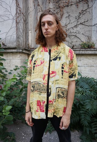 VINTAGE COLORFUL ABSTRACT PATTERNED SHIRT