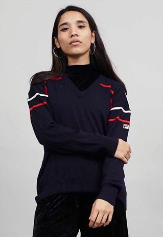 FILA VINTAGE OVERSIZED 70'S CLASSIC NAVY JUMPER