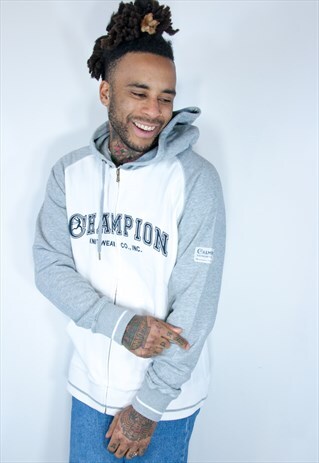 CHAMPION EMBROIDED HOODIE GREY