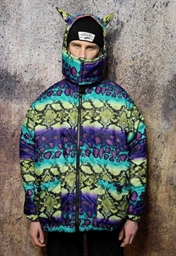 Snake bomber reversible python jacket tiedye graffiti puffer