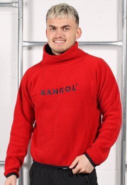 Vintage Kangol Fleece in Red Pullover Cosy Jumper Medium