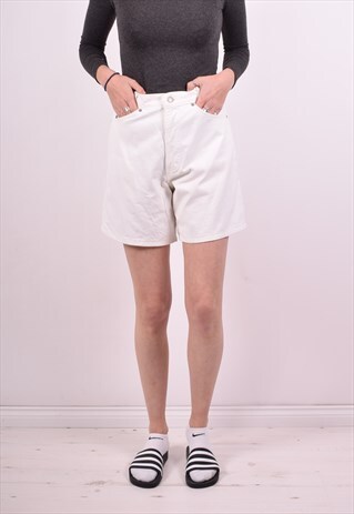 WOMENS VINTAGE DENIM SHORTS W28 WHITE 90S