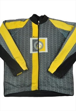 Vintage Jacket Retro Block Colour Pattern Yellow/Grey XXL