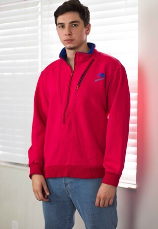 VINTAGE NORTH FACE 1/4 ZIP SWEATSHIRT JUMPER LOGO M 23.9