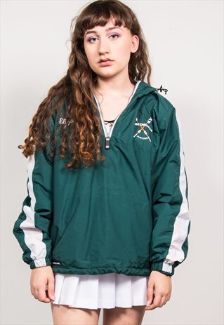 VINTAGE 90'S GREEN ROWING CREW WINDBREAKER JACKET