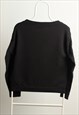 VINTAGE STRETCH FABRIC CREWNECK LOGO SWEATSHIRT BLACK SIZE M