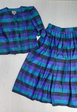 80's Marion Donaldson Outfit Top Skirt Purple Blue