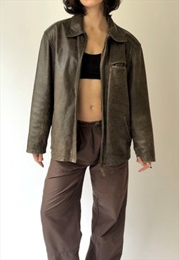 Vintage Brown Distressed Leather Jacket