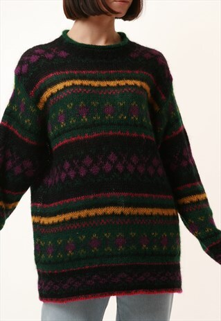90S VINTAGE MULTI PATTERN OVERSIZED SWEATER JUMPER 1140