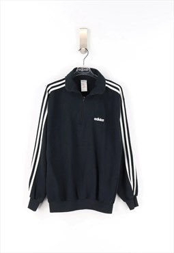 Adidas Vintage 80 - 90's 1/4 Zip Sweatshirt in Black - M