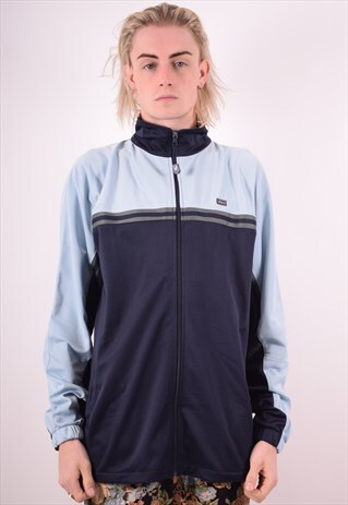 ASICS MENS VINTAGE TRACKSUIT TOP JACKET XL BLUE 90S