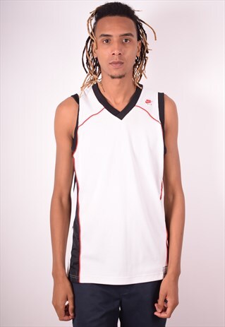 NIKE MENS VINTAGE VEST TOP MEDIUM WHITE 90S
