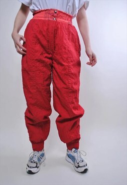 Vintage red skiing pants, retro ski trousers 