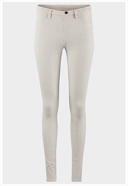 Grey Stripes Jeggings Skinny Fit Full Pant Belt Loop Trouser