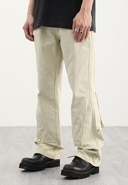 Cream Cargo Denim pants trousers 