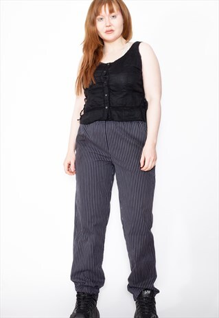 VINTAGE 90S PINSTRIPE WORK TROUSERS ID:7699