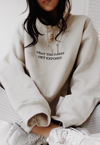 OVERSIZED "EXPOSED" EMBROIDERED SLOGAN HOODIE