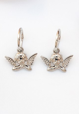 SILVER CHERUB EARRINGS