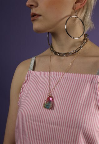 RAINBOW GEM NECKLACE ON GOLD CHAIN