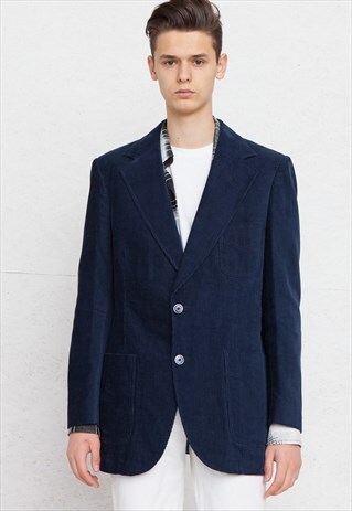 VINTAGE NAVY BLAZER CORDUROY JACKET