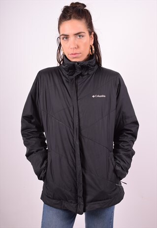 COLUMBIA WOMENS VINTAGE PADDED JACKET LARGE BLACK 90'S