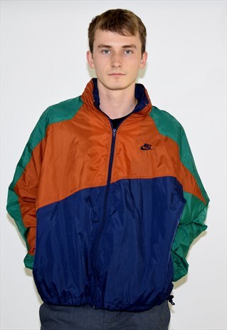 VINTAGE ORANGE BLUE NIKE WINDBREAKER TRACKSUIT JACKET TOP
