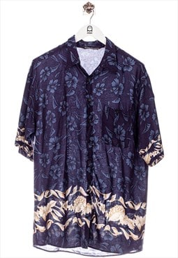 Vintage Pontresina  Short Sleeve Shirt Floral Navy