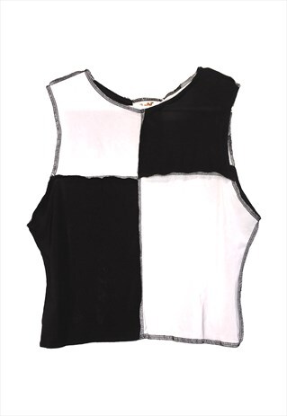 BLACK AND WHITE 90S FESTIVAL CROPPED TANK TOP
