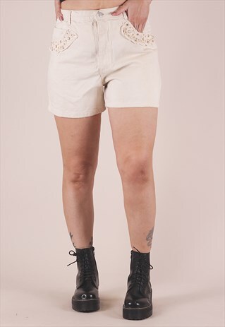 VINTAGE 90'S HIGH WAISTED DENIM EMBELLISHED SHORTS /AB7048