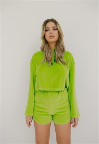 GREEN LIGHT CROPPED HOODIE
