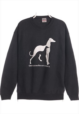 Vintage 90's Oneita Sweatshirt Crewneck Greyhound Graphic Bl