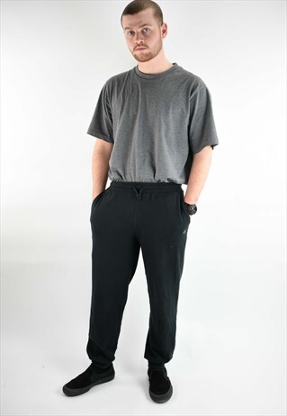 VINTAGE 90S CHAMPION JERSEY TAPERED JOGGERS IN BLACK WITH C