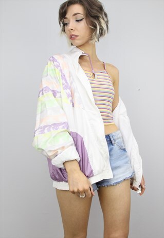 VINTAGE 80S 90S OVERSIZED SHELL SUIT FESTIVAL JACKET