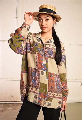 90'S RETRO EASTERN INSPIRED BOHO FESTIVAL SHIRT TOP
