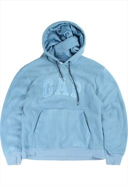 Vintage  Gap Hoodie Spellout Fleece Pullover Blue XSmall
