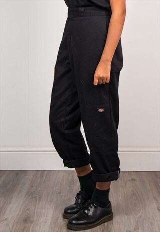 VTG 90'S DICKIES HIGH WAIST REWORK TAPERED BLACK TROUSERS